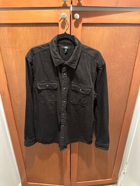 PAIGE Washed Black Button-Front Shirt Jacket